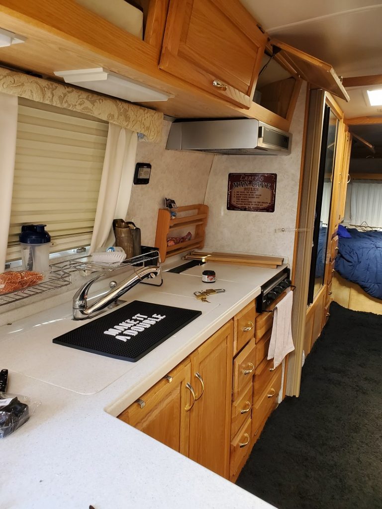 Having good accessories for your RV makes storing items you use every day, such as dish cleaning supplies in your kitchen, much easier.